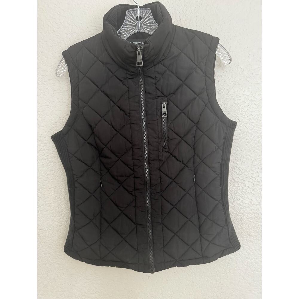 Andrew Marc Black Quilted Vest